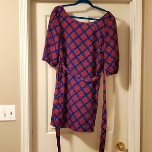 Blue and red boutique midi dress, size